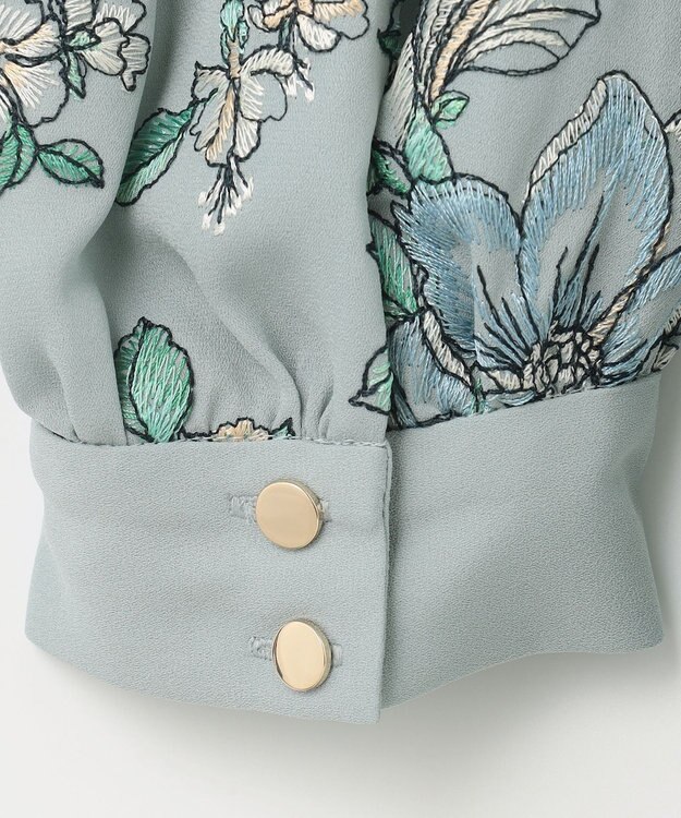 GRACE CONTINENTAL フラワー刺繍ボウタイワンピース ブルー