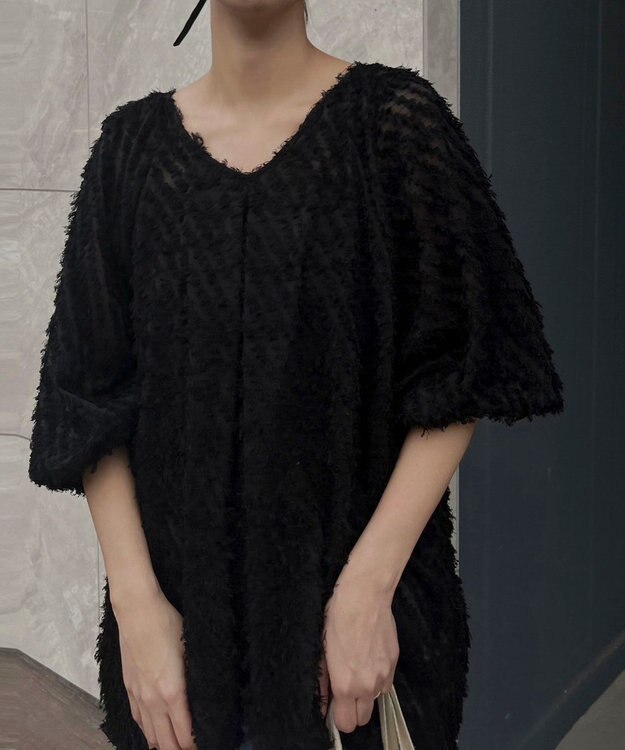 Green Parks AnriettMusee カットジャガードタックブラウス Black