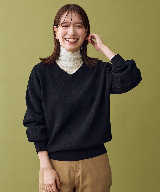 ANY 【8色展開】Vネックデイリーニット ブラック