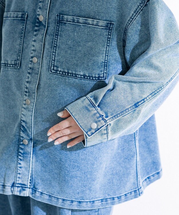 Green Parks デニムシャツブルゾン Light Indigo