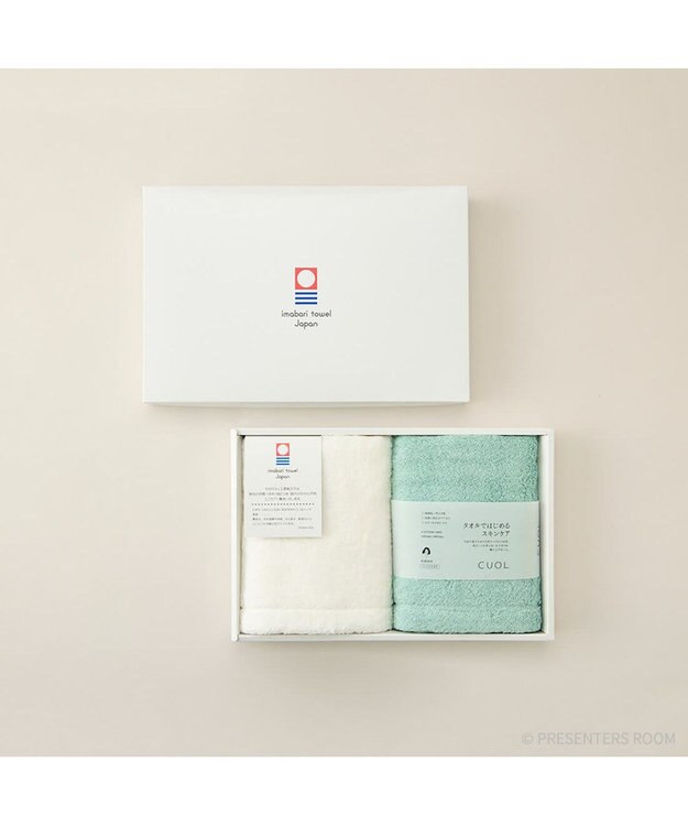 PRESENTERS ROOM CUOL タオルではじめるスキンケア / フェイスタオル　ホワイト×ミント -