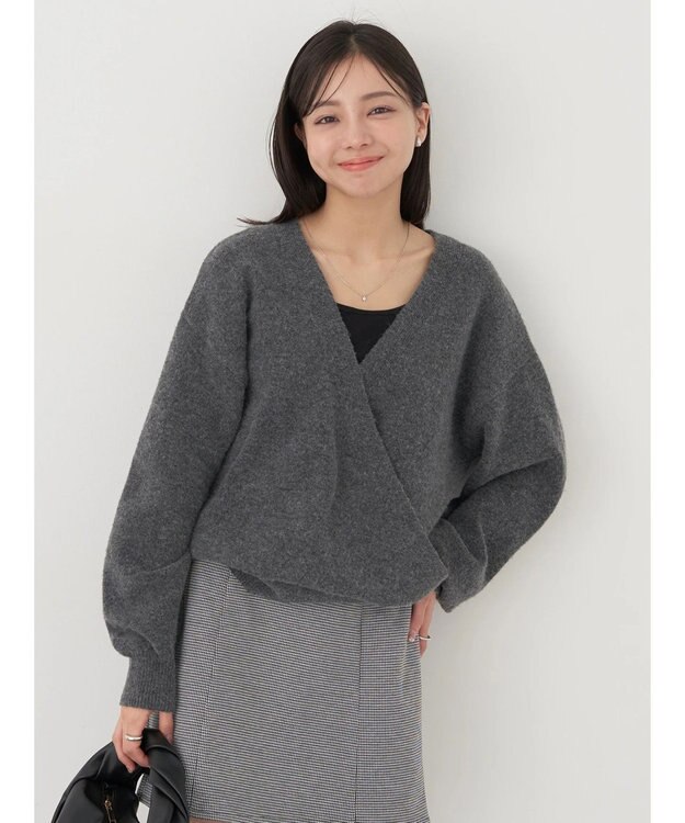 earth music&ecology カシュクールニットプルオーバー Gray