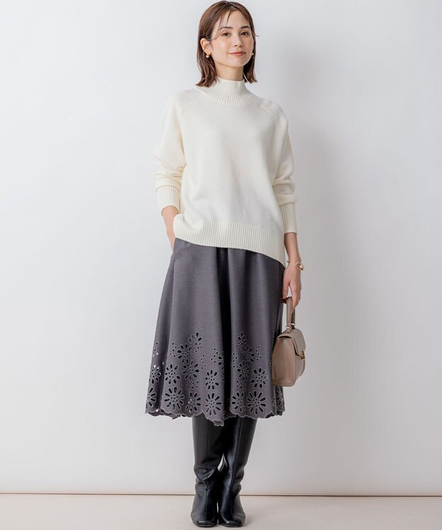 組曲 【8色展開・WEB限定】ウールカシミヤミックス ハイネック ニット パールホワイト系