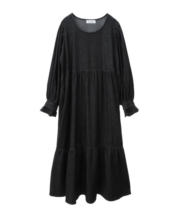 Green Parks ■ＥＳＣＡＲ　デニムピンタックカフスワンピース Black