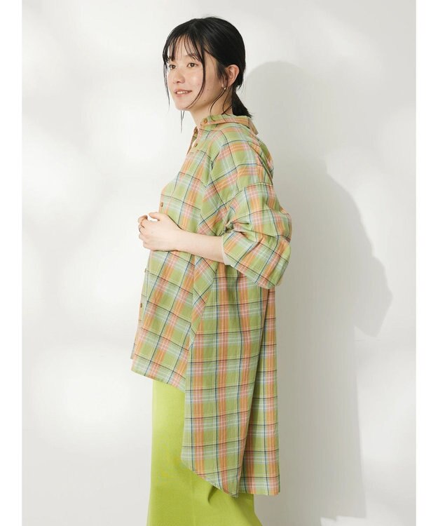 CRAFT STANDARD BOUTIQUE チェックフィッシュテールチュニック Light Green