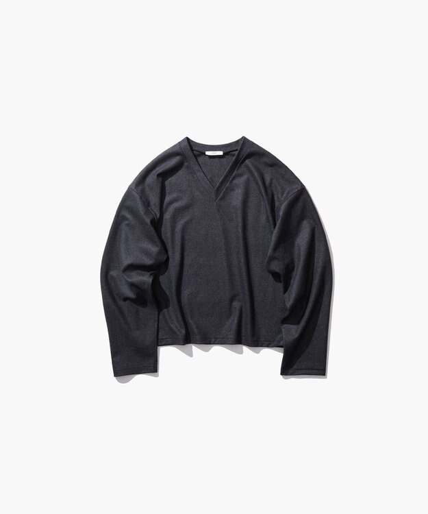 ATON MERINO COLLEGE JERSEY | Vネックプルオーバー CHARCOAL GRAY