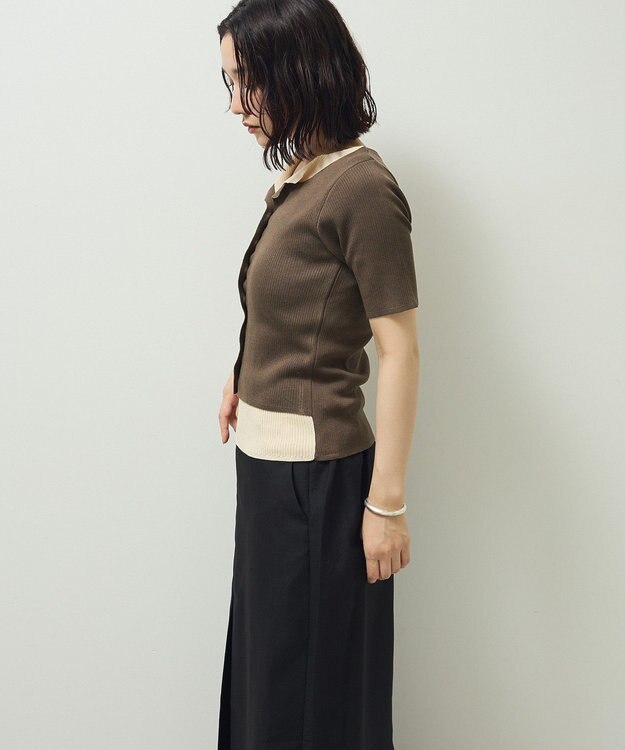 Green Parks ・Ｐｅｔｉｔ　Ｆｌｅｕｒ　バイカラーレイヤードニット Brown