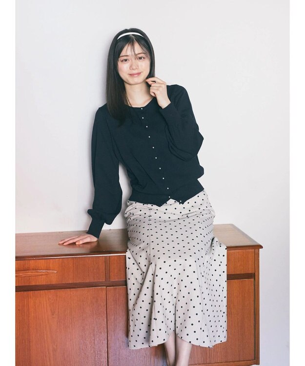 earth music&ecology 前後２ＷＡＹちびパールボタンカーディガン Dark Navy