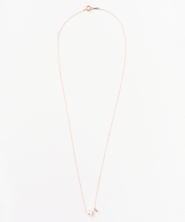 Phoebe 【K10RG】ワンドロップパールビジューネックレス/全長:40cm ローズゴールド