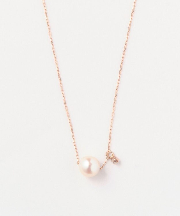 Phoebe 【K10RG】ワンドロップパールビジューネックレス/全長:40cm ローズゴールド