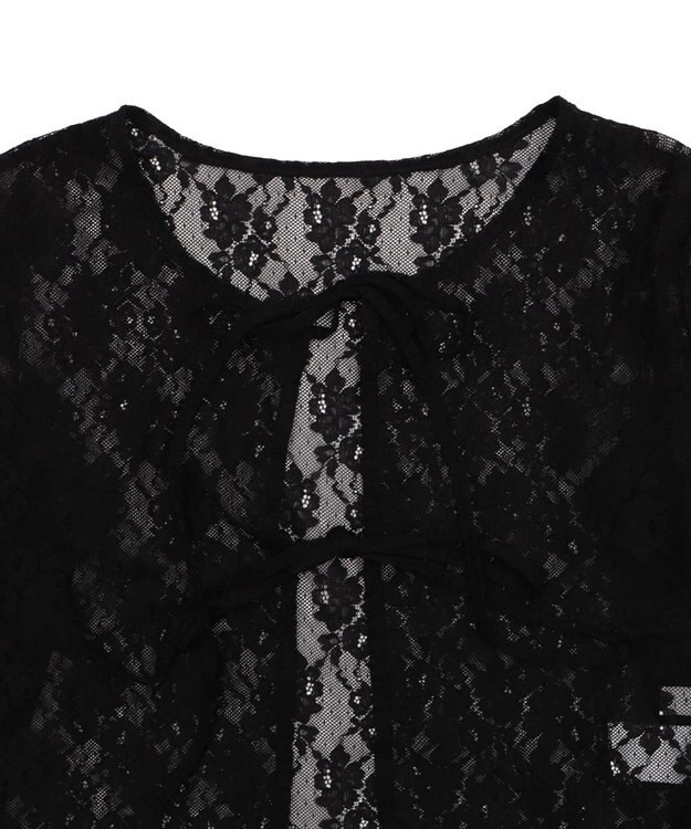 WEGO レースリボンカーディガン ブラック