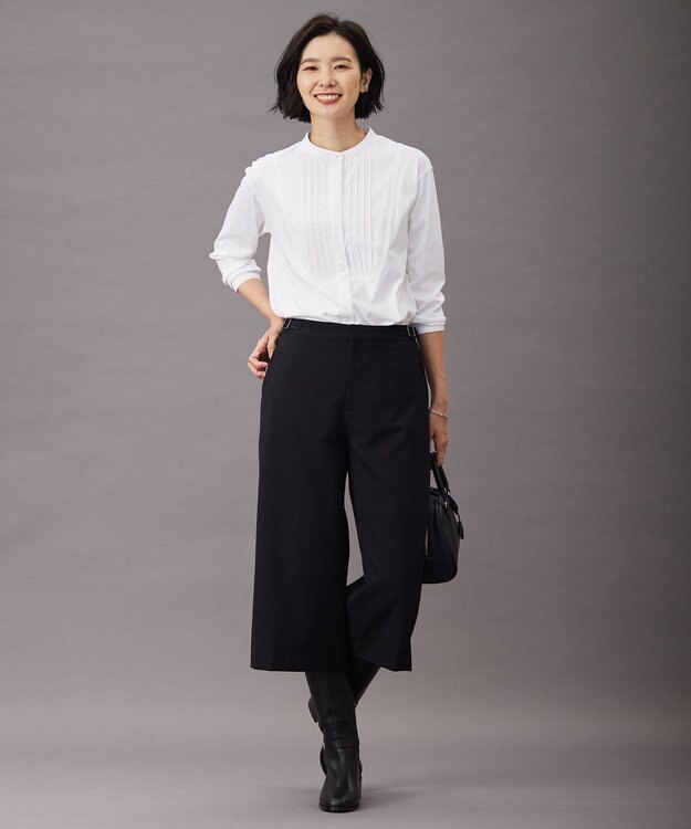 J.PRESS LADIES L シャツジャージー バンドカラー カットソー ホワイト系