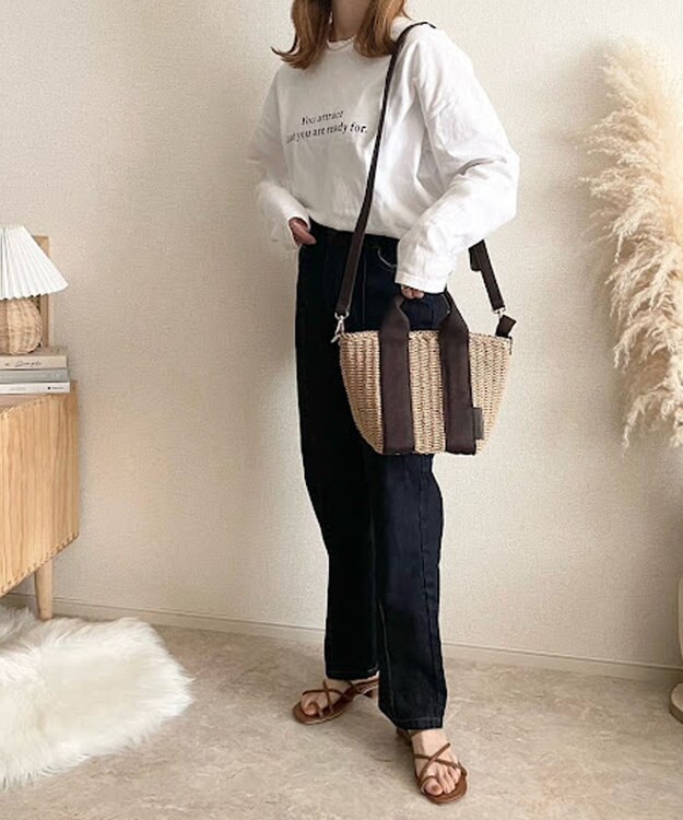 LA BAGAGERIE 【maison vert】【ペーパー素材使用】2WAYかごバッグ チョコ×ベージュ