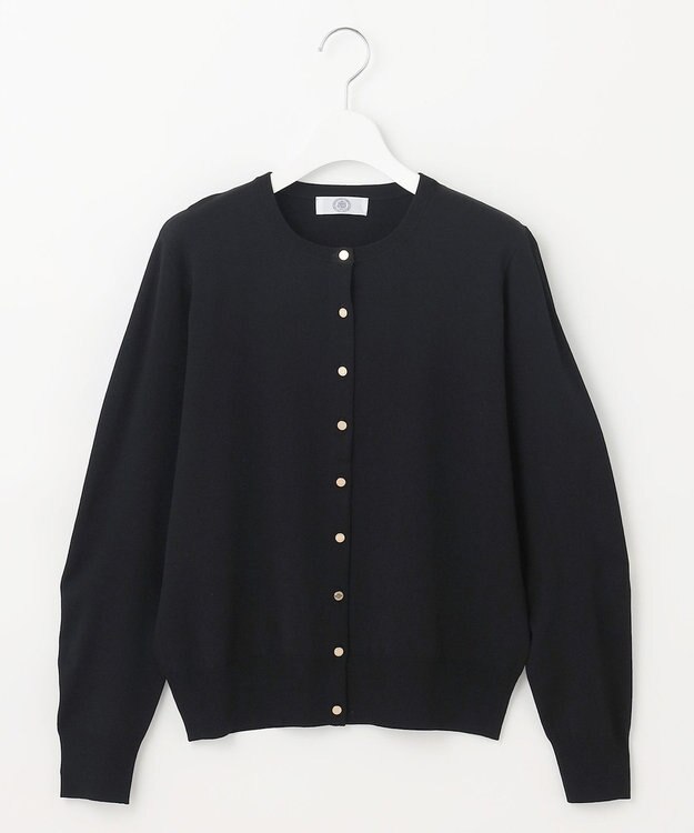 J.PRESS LADIES 【洗える】レーヨンエリートストレッチ クルーネック カーディガン ブラック系