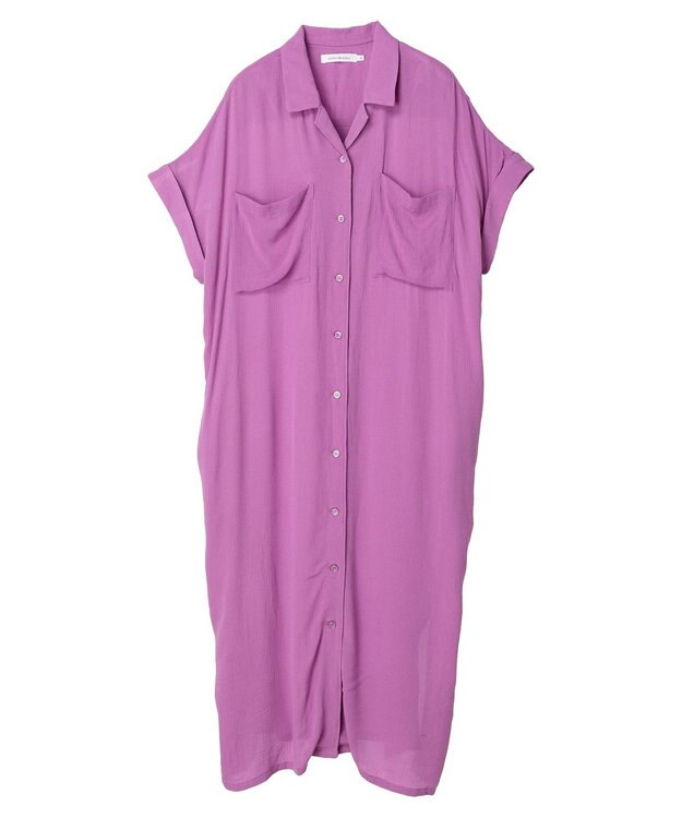 AMERICAN HOLIC 楊柳Ｗポケット開襟ワンピース Pink