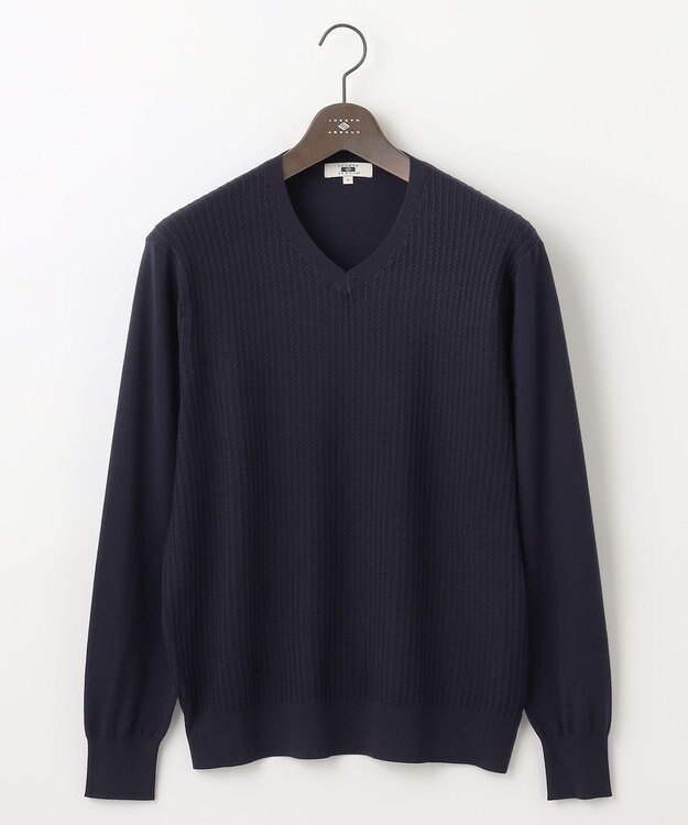 JOSEPH ABBOUD 【洗える/チクチクしない/3シーズン対応】SNOWY Vネック  ニット ネイビー系