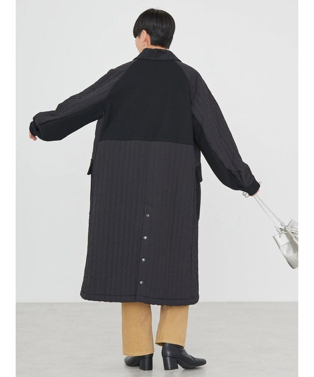 AMERICAN HOLIC キルポカ異素材Ｍｉｘロングコート Black