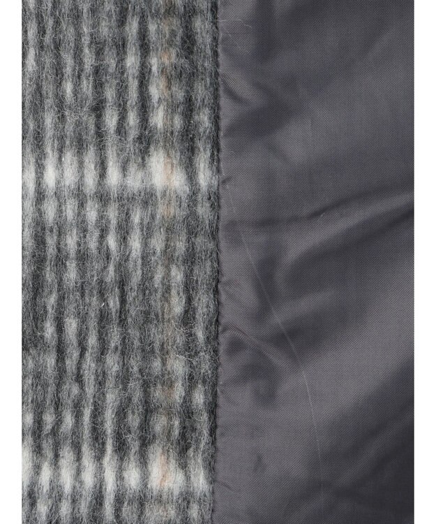 Green Parks コクーンシルエットチェックシャギーコート Black