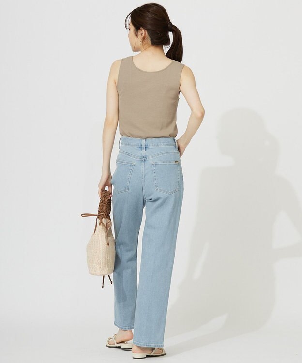 ANY SIS 【洗える】シアーコンビスクエアネック タンクトップ グレージュ