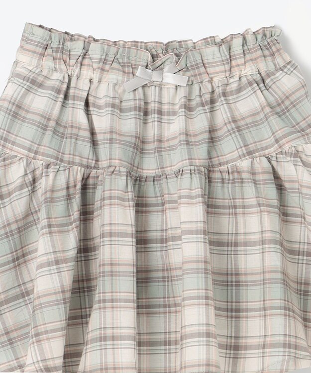 ANY KIDS 総柄スカパン エメラルドグリーン系×チェック