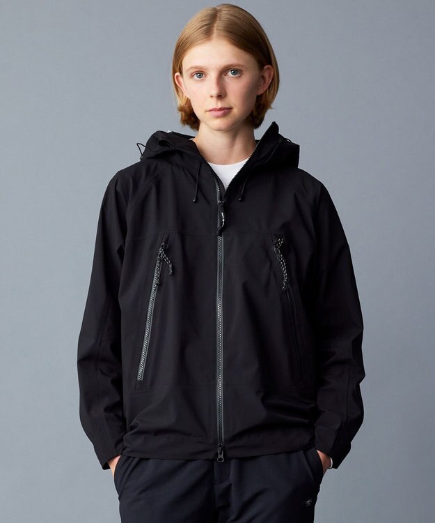 JOSEPH ABBOUD MOUNTAIN 【ECO撥水/耐水性/透湿防水素材/ストレッチ/軽量】ボイルドポリエステル3レイヤー マウンテンパーカー ブラック系