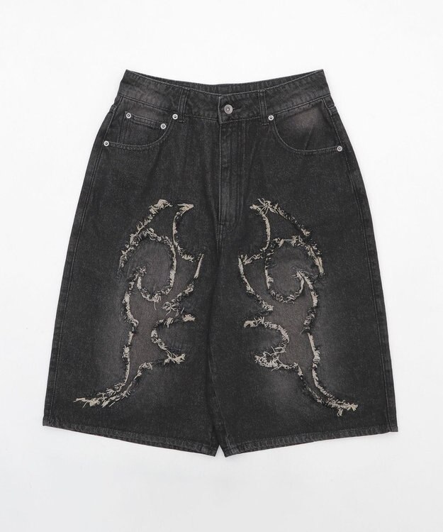 WEGO スーパーバギーフリンジデニムショーツ 柄2