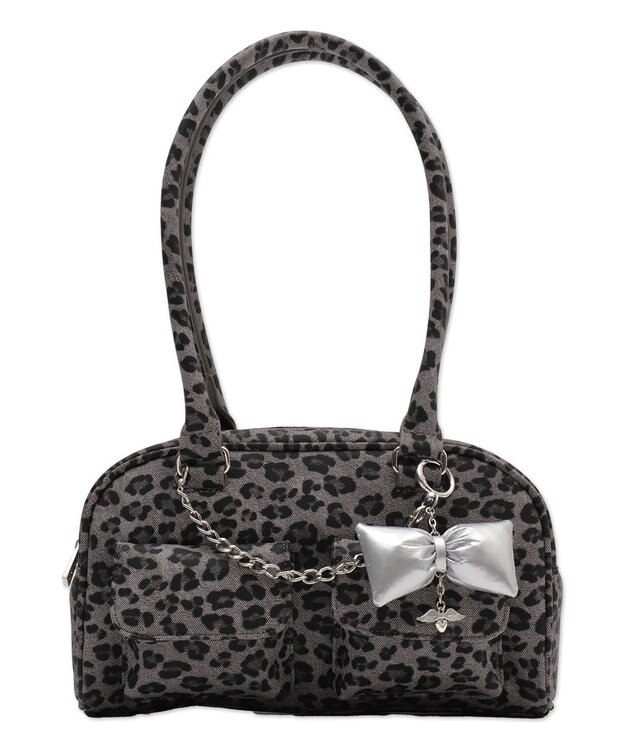 WEGO チャーム付きチェーンボストンバッグ グレー