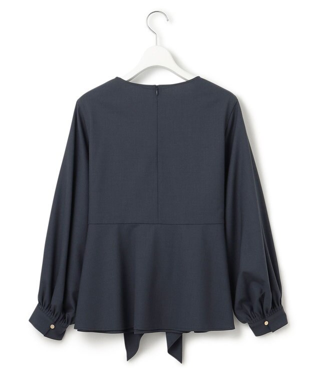 23区 【CLASSY.10月号掲載/洗える】TWマットクロス ペプラム ブラウス ネイビー系