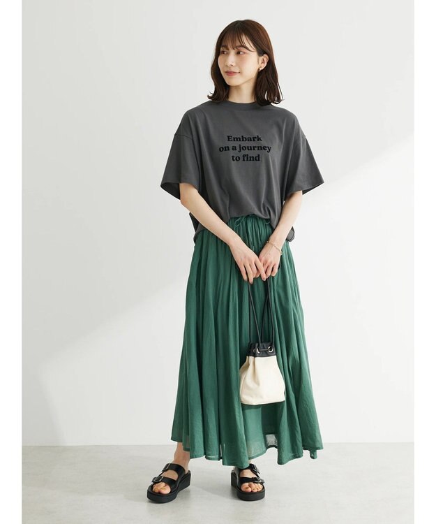 Green Parks インド綿　ふんわりボイルロングスカート Green