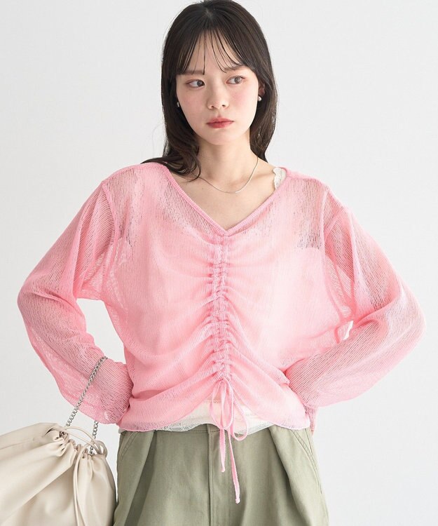 earth music&ecology フロントドロストシアープルオーバー Pink