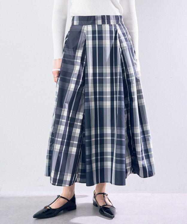 YECCA VECCA 撥水メモリーフレアスカート Navy