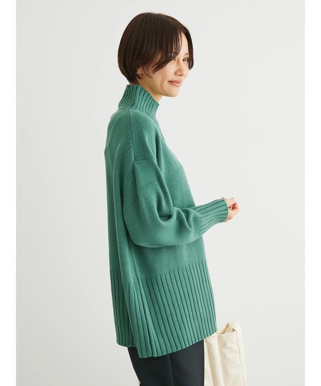 Green Parks 洗える　バックスリットニットプルオーバー Green