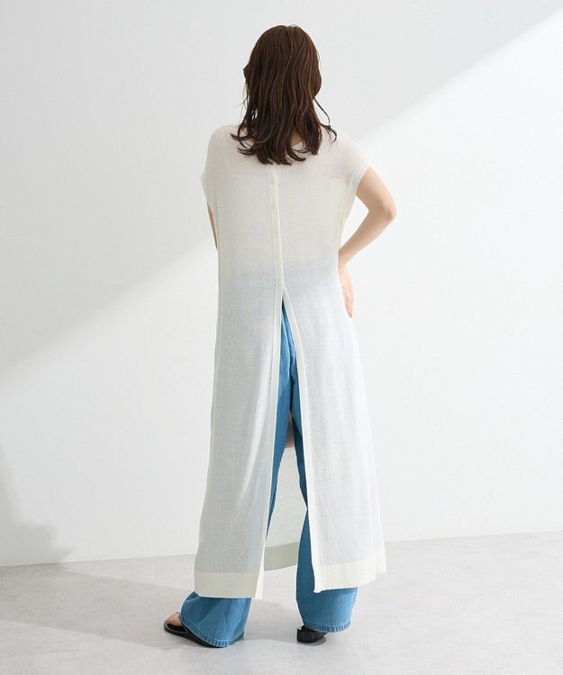 Green Parks 前後２ＷＡＹレイヤーニットワンピース White