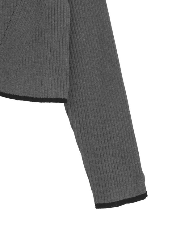earth music&ecology バイカラートリムニットカーディガン Charcoal Gray