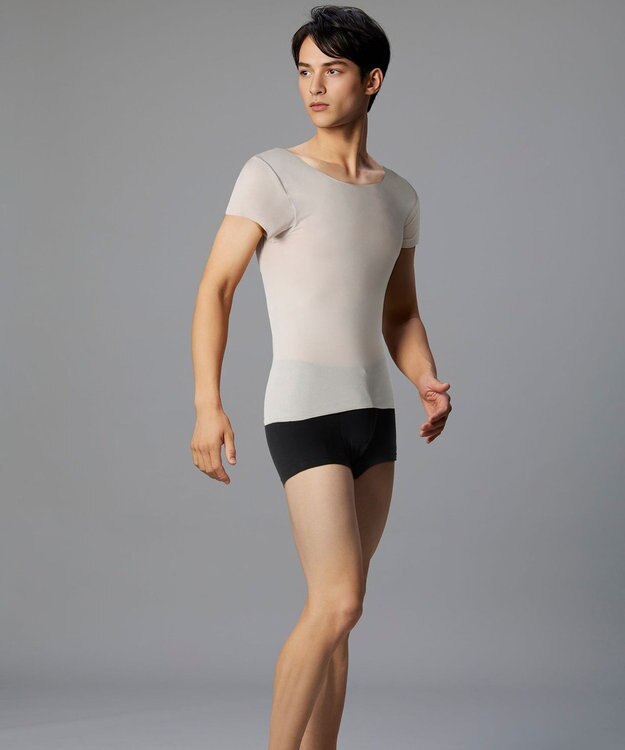 WACOAL MEN 【オーガニック綿混インナー】多機能を着る。綿の贅沢オーガニック フリーなカッティング（ネック・袖・裾）2分袖 GL5210 /ブロス バイ ワコールメン グレー