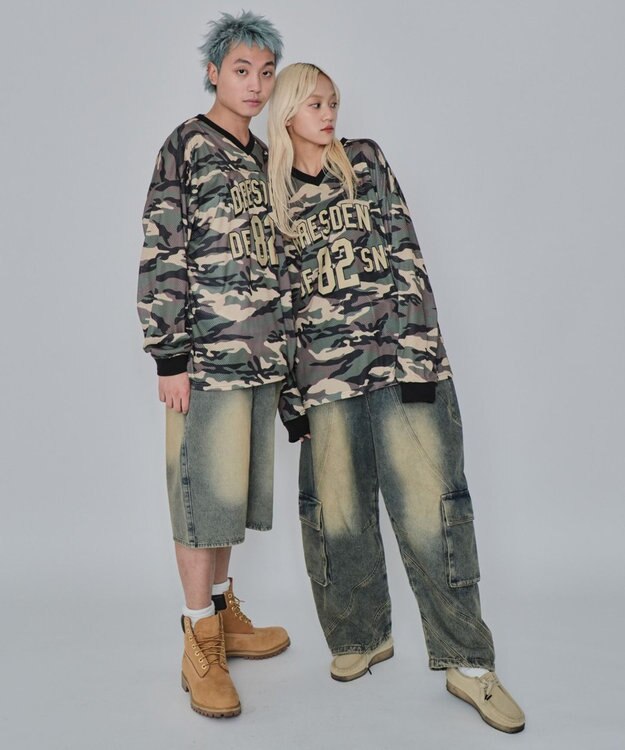 WEGO 【ユニセックス着用ITEM/MLサイズ展開】カモフラナンバリングホッケーT（LS） カーキ