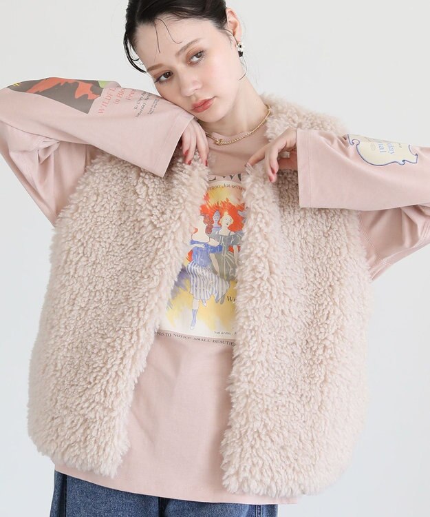 Green Parks ・ＥＬＥＮＣＡＲＥ　ＤＵＥ　シープファーロングベスト Light Beige