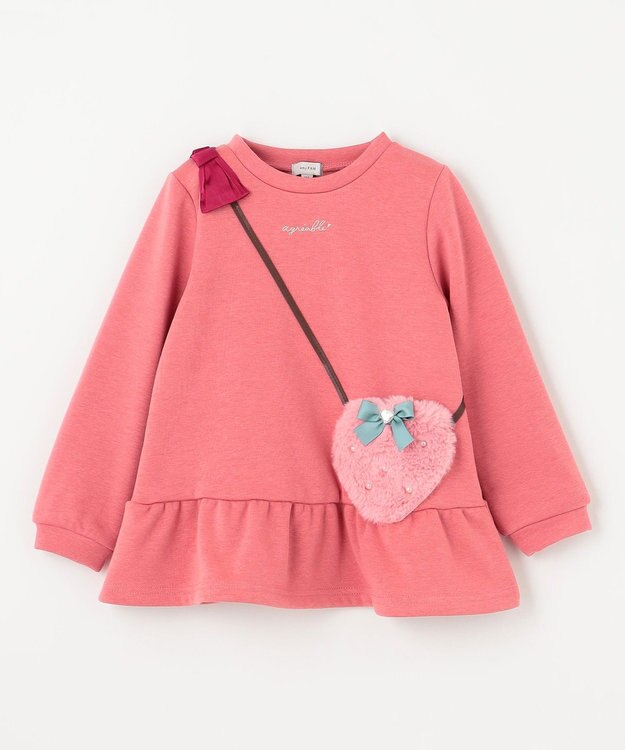 ANY KIDS 裏シャギーポシェットトレーナー ピンク×イチゴ