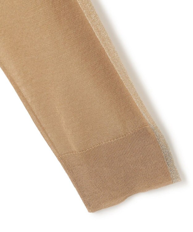 ICB L 【洗える】 マーセライズコットンシアー カーディガン チノベージュ×ゴールド系