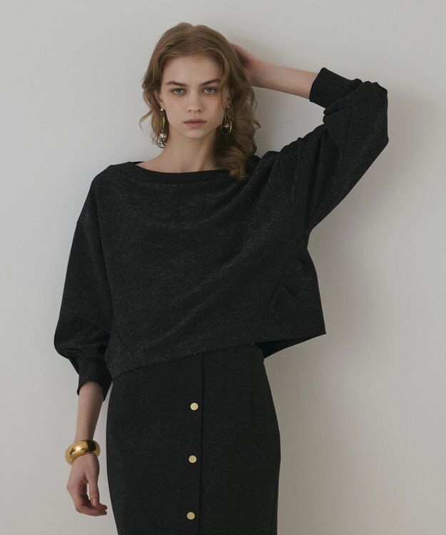 GRACE CONTINENTAL ラメカットトップ ブラック