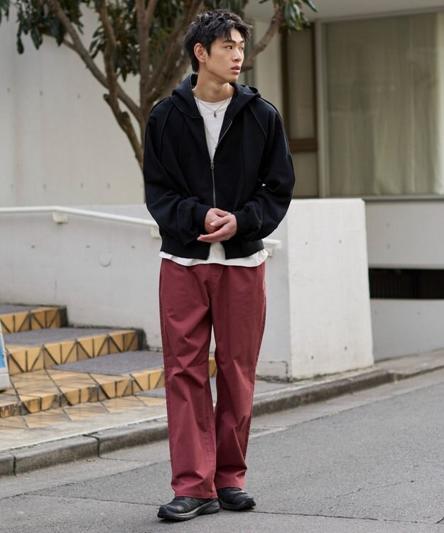 WEGO 【ユニセックス着用ITEM/XSSMLサイズ展開/ウエストゴム】ユルフィットコットンイージーパンツ レッドその他