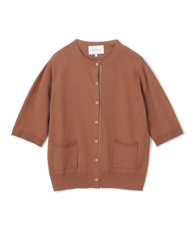 BEIGE， 【洗える】VALOIS / 半袖カーディガン Camel
