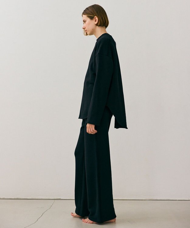 BEIGE， 【BEIGE,ecru/WEB限定・洗える】LOOP BACK / コットンスウェットリブトップス Black