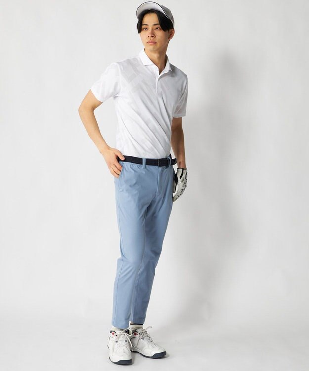 FILA GOLF／marie claire 【FILA GOLF】メッシュ加工ビックロゴ半袖ポロシャツ ホワイト