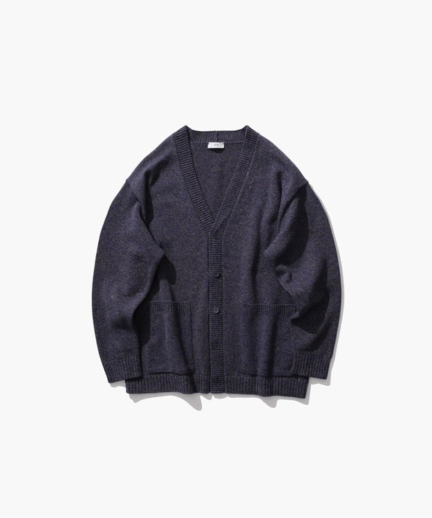 ATON WOOL MOULINE | オーバーサイズカーディガン - UNISEX NAVY