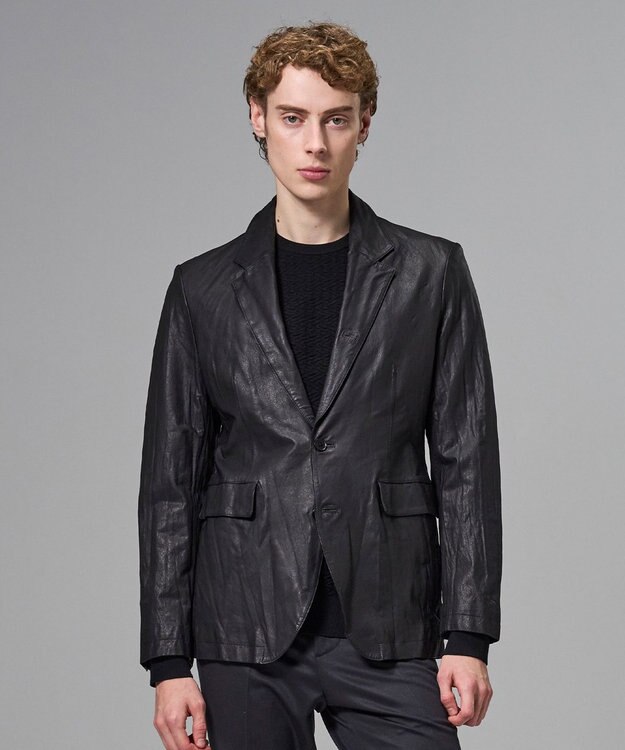 JOSEPH HOMME 【洗い加工】シュリンクエアレザー 　ジャケット ブラック系