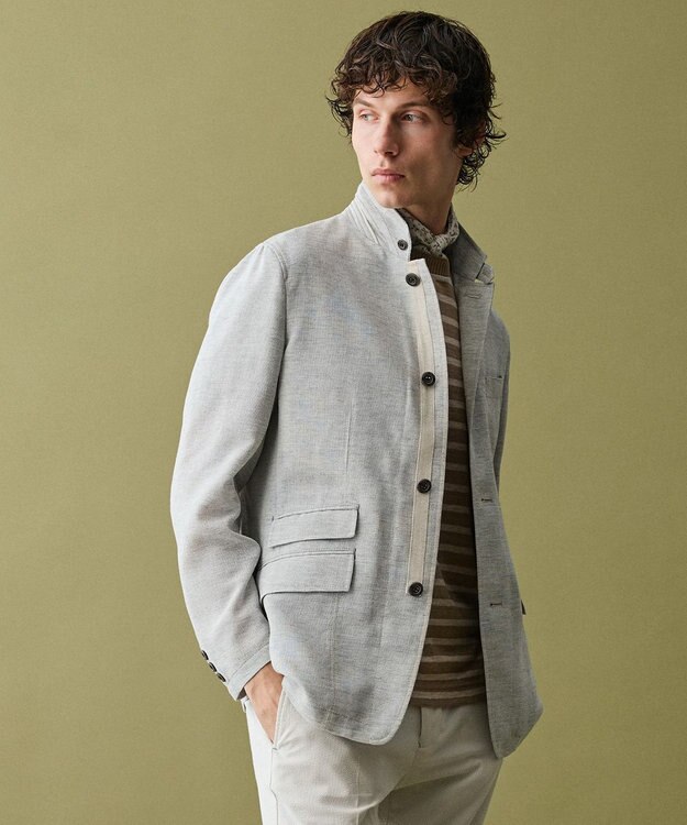 JOSEPH ABBOUD 【キングサイズ・JAPANファブリック/清涼/軽量】クールバスケット ブルゾン ライトグレー系