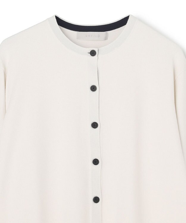 UNFILO L マイビューティニット バイカラー カーディガン グレージュ×ブラック