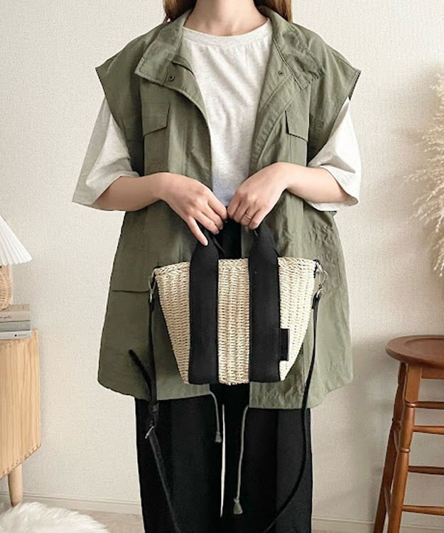 LA BAGAGERIE 【maison vert】【ペーパー素材使用】2WAYかごバッグ ブラック×アイボリー