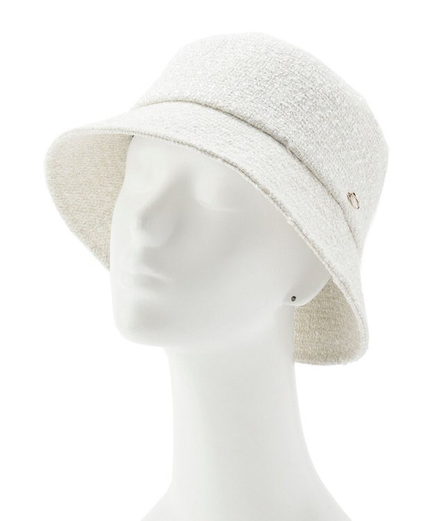 MOONBAT PAUL & JOE ACCESSOIRES 【サイズ調整可】ネコチャーム付ツイードバケットハット UV ホワイト